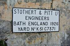 Stothert & Pitt Ltd Engineers Bath England 1926 sign at Bermuda National Museum.jpg