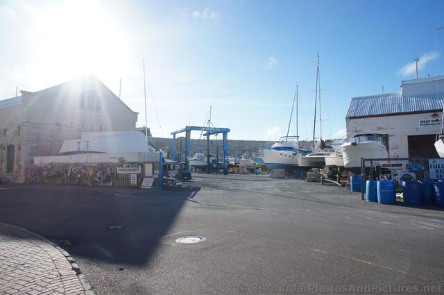 Sailboats being served at West End Yachts Bermuda Naval Dockyard.jpg