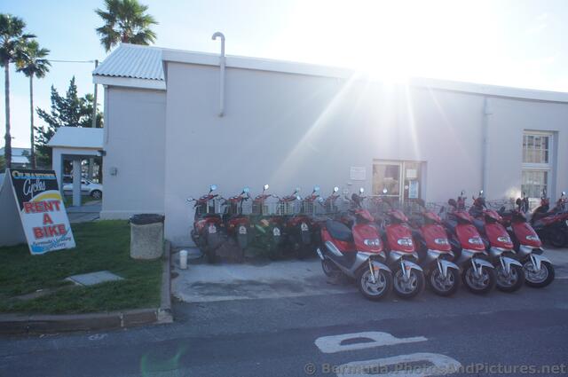 Motorcycle scooters for rent at Bermuda Naval Dockyard.jpg