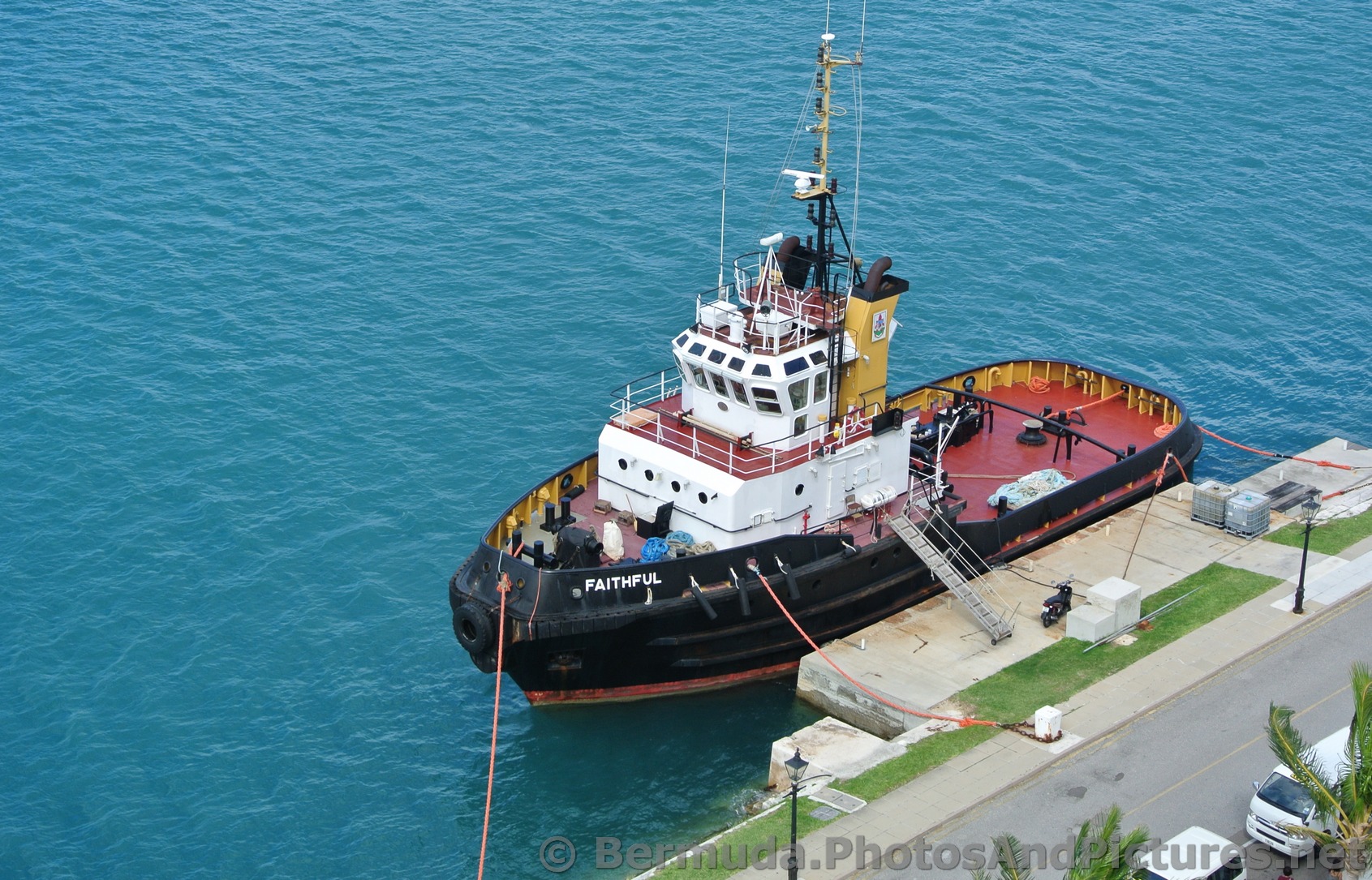 Tug Boat named Faithful docked near Cruise Ship Bermuda.jpg