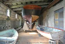 Dainty the Ocean Racer stored in warehouse at Bermuda Maritime Museum.jpg