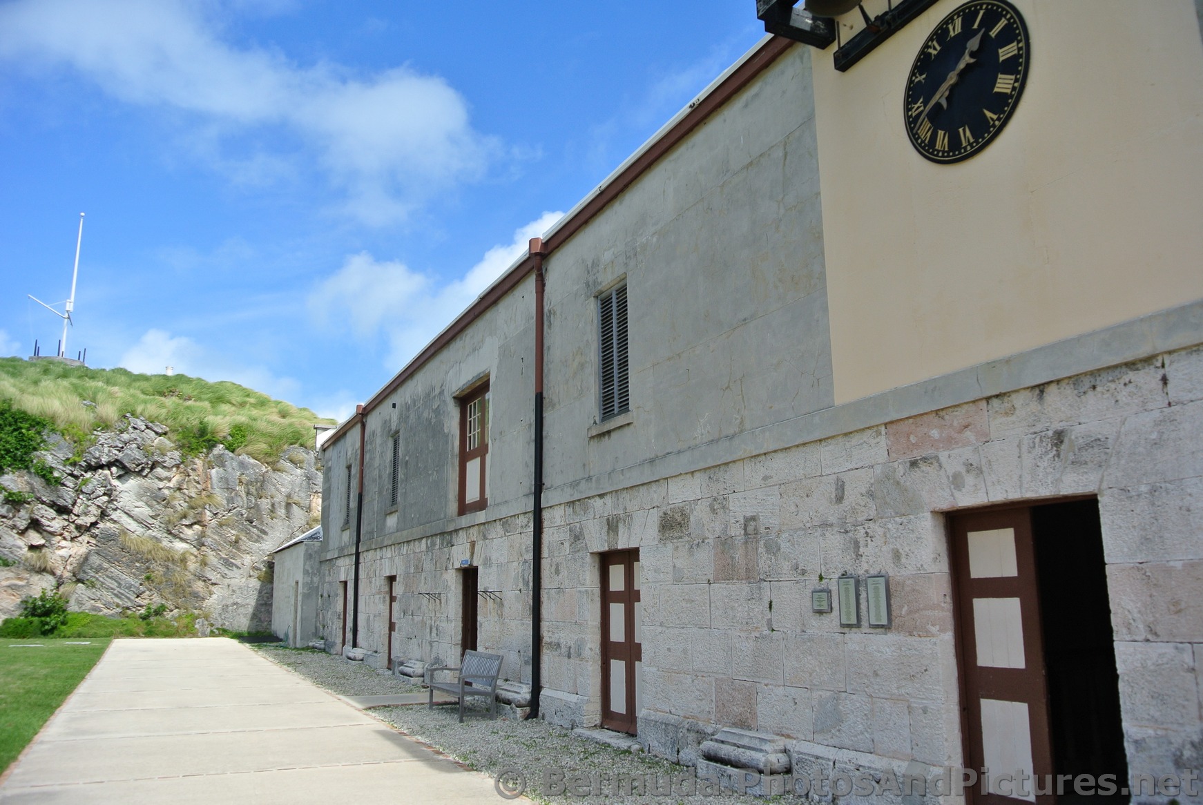 Clock above exhibit building of National Museum of Bermuda.jpg