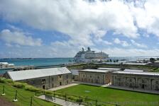 Commsioner's House Bermuda Maritime Museum Courtyard & Royal Caribbean Cruise Ship docked in the background.jpg