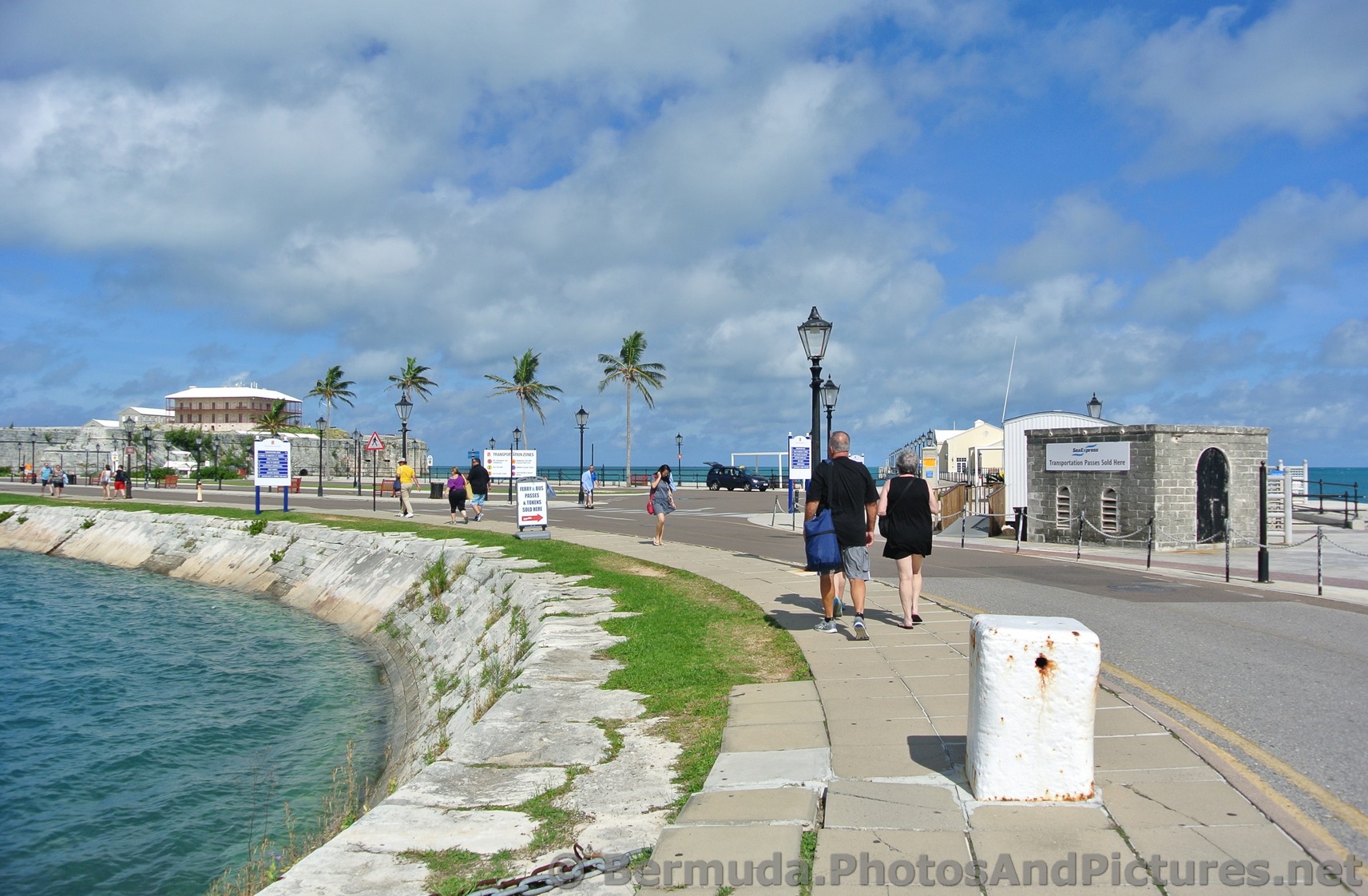 People walking to Naval Dockyard in Bermuda from cruise pier.jpg